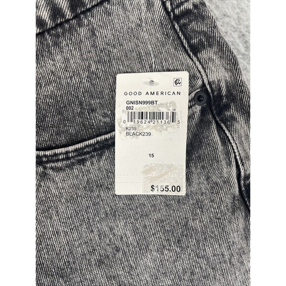 Good American Jeans Womens 15 34x31 Black Gray Loose Fit Straight Leg GNISN999BT - Picture 3 of 11